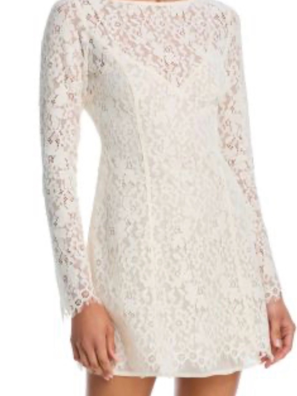 AFRM Milana Lace Dress Gardenia Cream Long Sleeve Mini Medium NWT